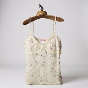 Vintage Cream  Lace Tank Top Cami XL cotton Coquette Fairy Angel Y2K 2000s MOST